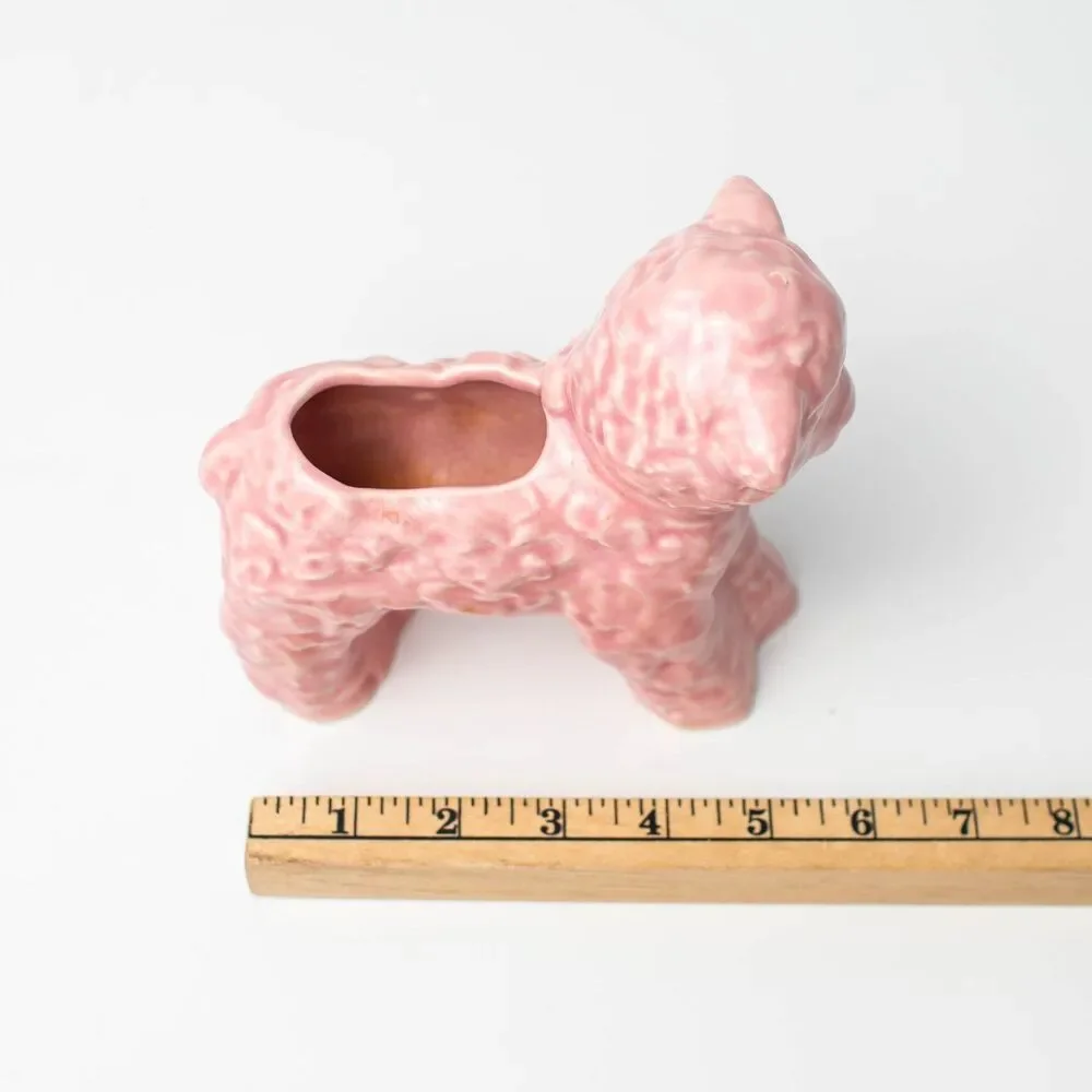 1950's Mid-Century Ceramic Pink Lamb Sheep Planter Vintage Crazing